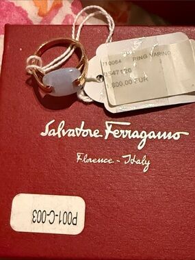 Salvatore Ferragamo 14K Rose Gold Ring with Pale Lavender Stone Size 7